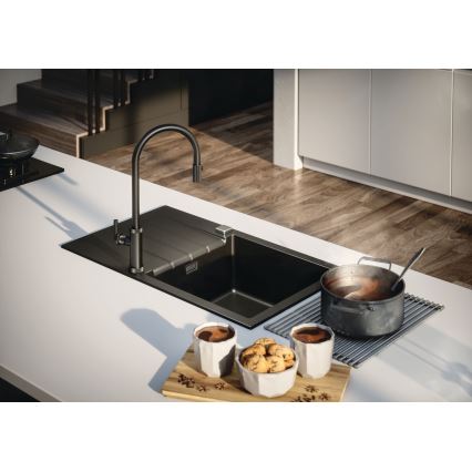 ALVEUS 1132179 - Sink tap with pull-out sprayer NERINA 46,8 cm black