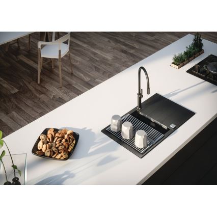 ALVEUS 1132179 - Sink tap with pull-out sprayer NERINA 46,8 cm black