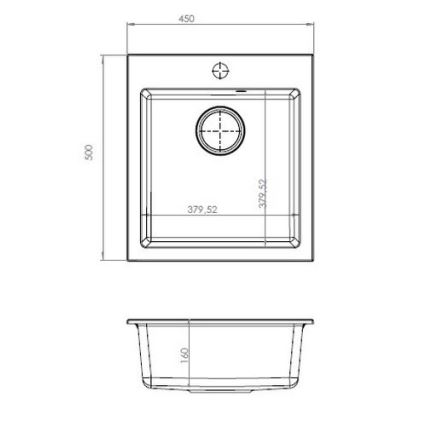 ALVEUS 1133432 - Kitchen sink CORTINA 50x45 cm granite/black