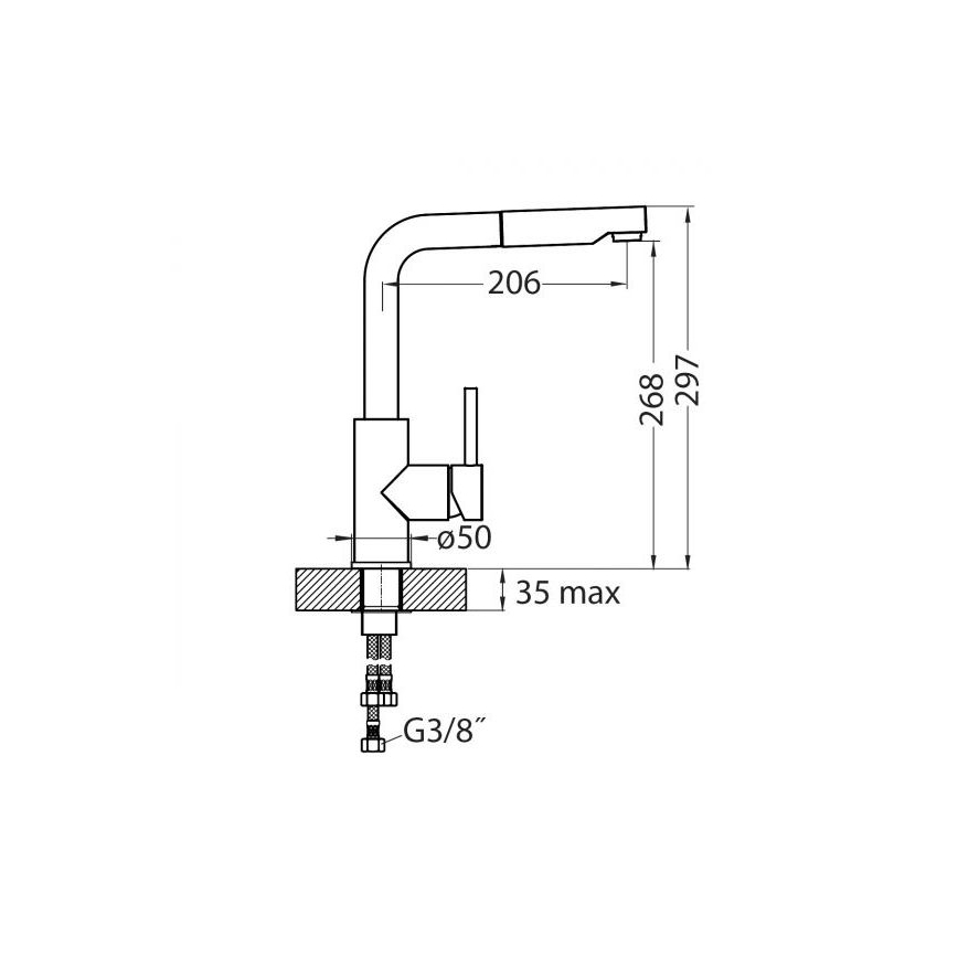 ALVEUS 1135365 - Sink tap with pull-out sprayer SARA 29,7 cm shiny chrome