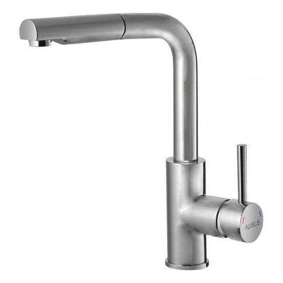 ALVEUS 1135366 - Sink tap with pull-out sprayer SARA 29,7 cm satin