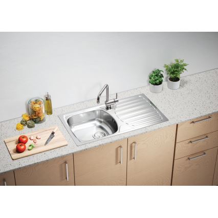 ALVEUS 1136534 - BASIC Kitchen sink 78 x 43.5 cm, stainless steel satin finish, small waste outlet