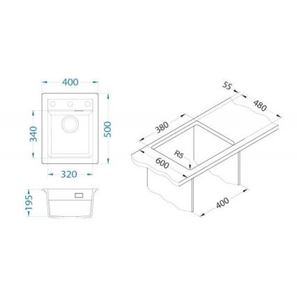 ALVEUS 1139079 - Kitchen sink ATROX 50x40 cm granite/white