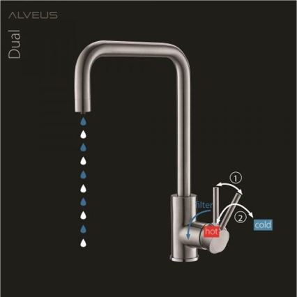 ALVEUS 1139811 - Sink tap DUAL 37 cm granite/beige