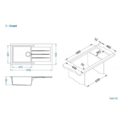 ALVEUS 1140594 - Kitchen sink CADIT 100x50 cm granite/white