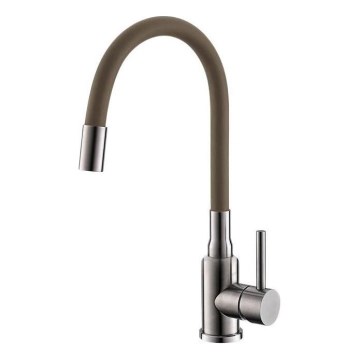 ALVEUS 1144428 - Sink tap with flexible arm MINTAS 34 cm shiny chrome/beige
