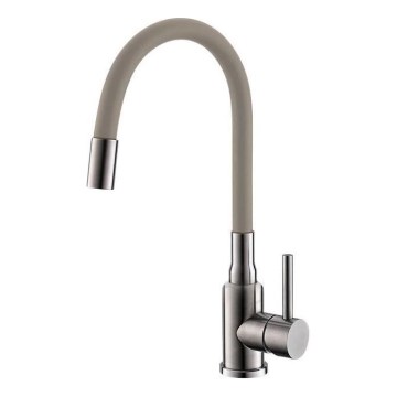 ALVEUS 1144429 - MINTAS 34 cm kitchen faucet with flexible spout, stainless steel/beige
