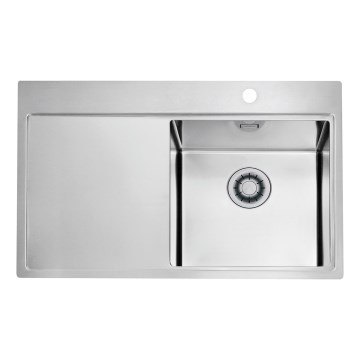 ALVEUS 1149516 - PURE kitchen sink 79 x 52.5 cm, satin finish, right-hand + siphon with quick-release waste