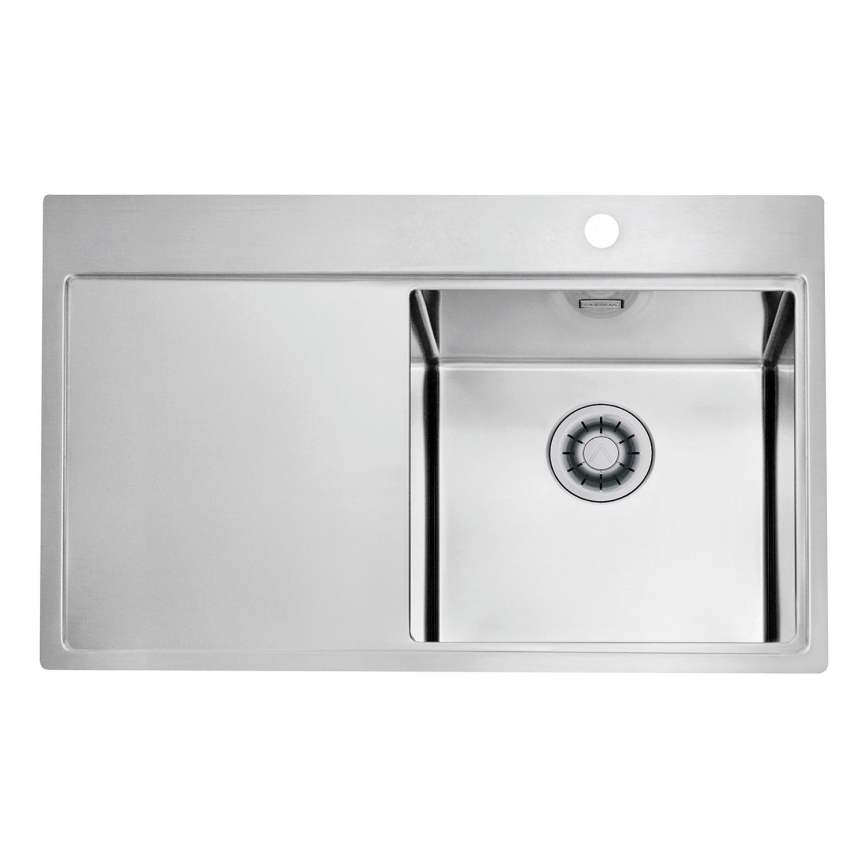 ALVEUS 1149516 - PURE kitchen sink 79 x 52.5 cm, satin finish, right-hand + siphon with quick-release waste