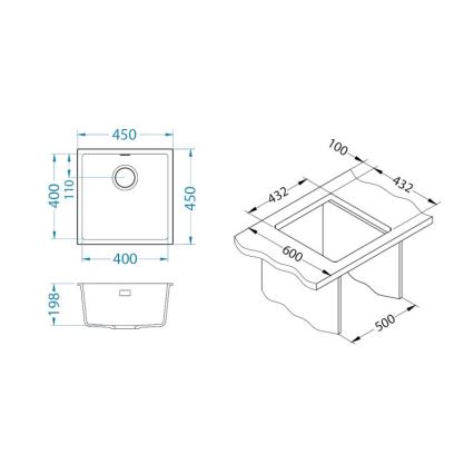 ALVEUS 1150044 - Kitchen sink OMNI 45x45 cm granite/white