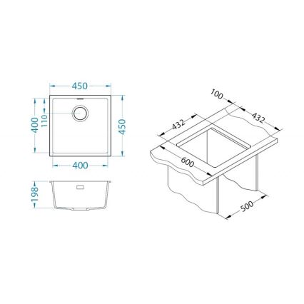 ALVEUS 1150047 - Kitchen sink OMNI 45x45 cm granite/beige