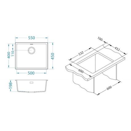 ALVEUS 1150054 - OMNI Kitchen Sink 55x45 cm, Granite/Beige