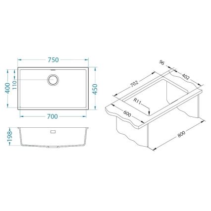 ALVEUS 1150058 - Kitchen sink OMNI 75x45 cm granite/white