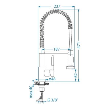 ALVEUS 1150886 - Sink tap with flexible arm with sprayer URBAN 47,1 cm satin