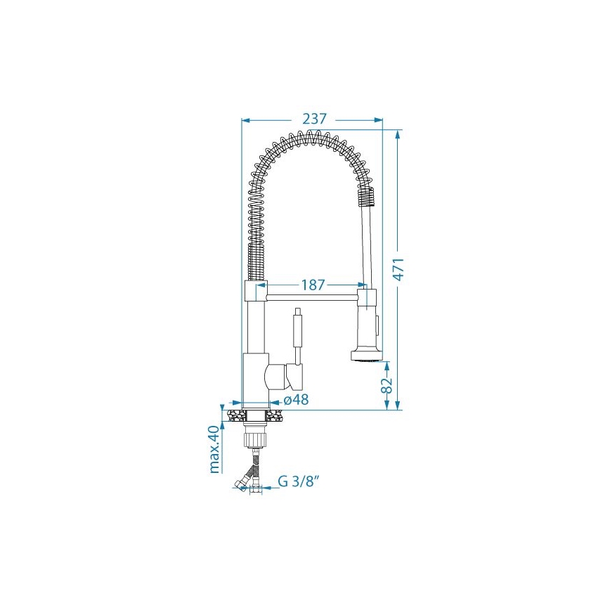 ALVEUS 1150886 - Sink tap with flexible arm with sprayer URBAN 47,1 cm satin