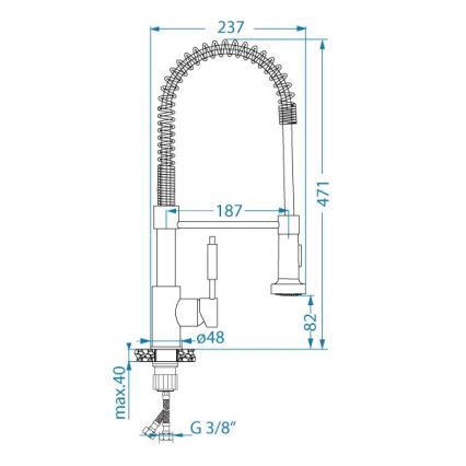 ALVEUS 1150887 - Sink tap with flexible arm with sprayer URBAN 47,1 cm black