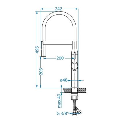 ALVEUS 1150892 - Sink tap with flexible arm with sprayer MIRAGE 49,5 cm satin