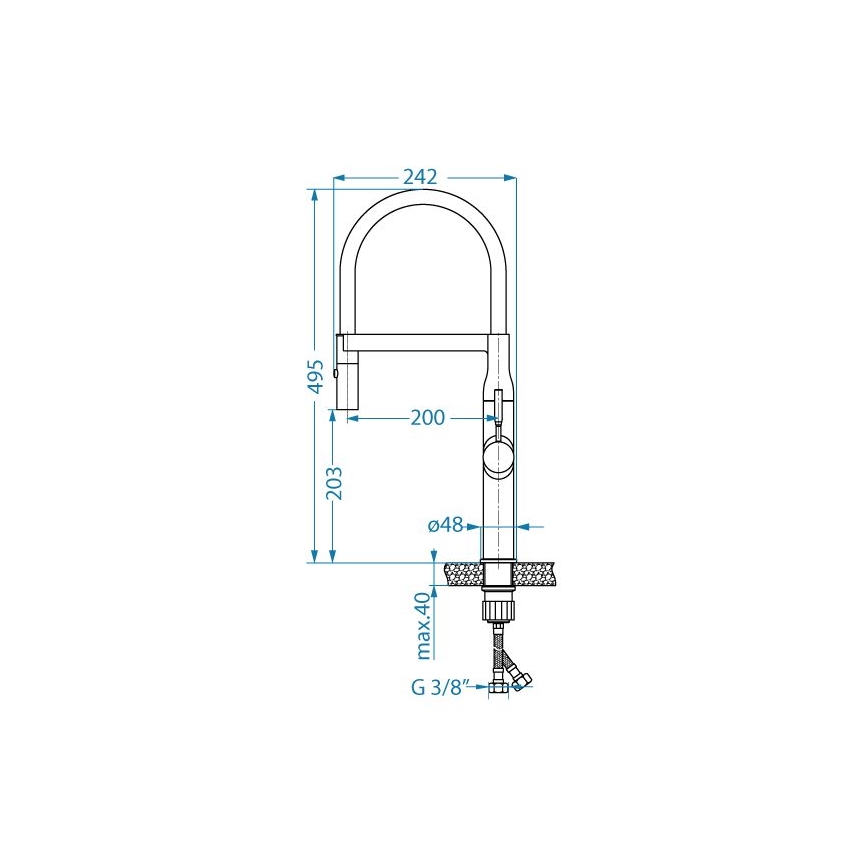 ALVEUS 1150892 - Sink tap with flexible arm with sprayer MIRAGE 49,5 cm satin