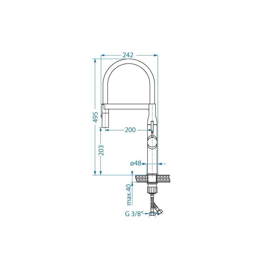 ALVEUS 1150893 - Sink tap with flexible arm with sprayer MIRAGE 49,5 cm black