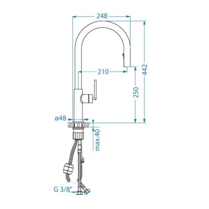 ALVEUS 1150895 - Sink tap with pull-out sprayer ORION 44,2 cm black