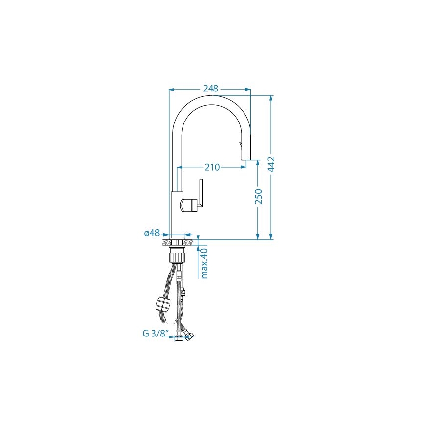 ALVEUS 1150895 - Sink tap with pull-out sprayer ORION 44,2 cm black