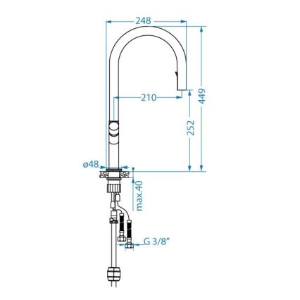 ALVEUS 1150908 - Sink tap with pull-out sprayer SWAN 44,9 cm black
