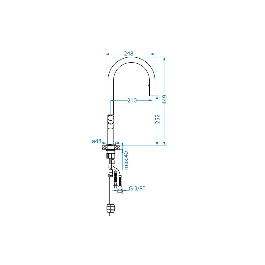 ALVEUS 1150908 - Sink tap with pull-out sprayer SWAN 44,9 cm black