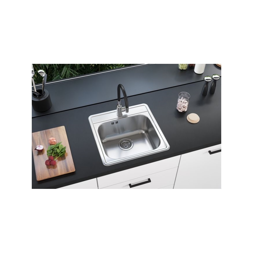 ALVEUS 1151258 - Kitchen sink MORE 50x49 cm matte steel/satin