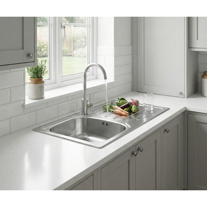 ALVEUS - Kitchen sink BASIC 78 x 43.5 cm matte steel/satin + sink mixer tap VIOLA 36.7 cm brushed stainless steel
