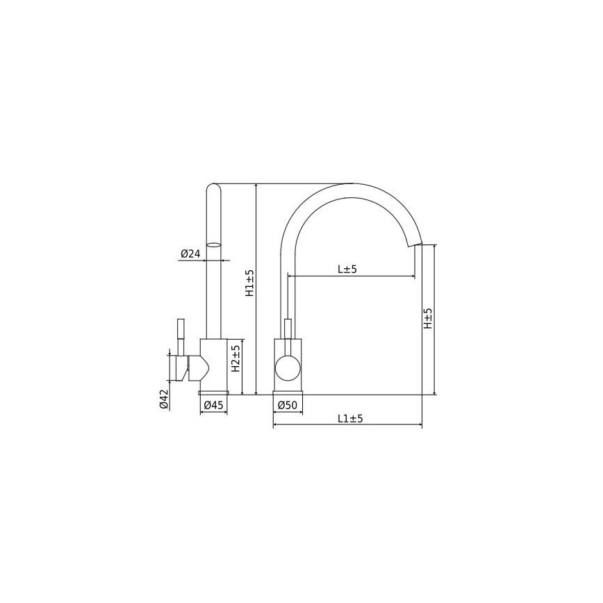 ALVEUS ES3508A - Sink tap VIOLA 36,7 cm brushed steel
