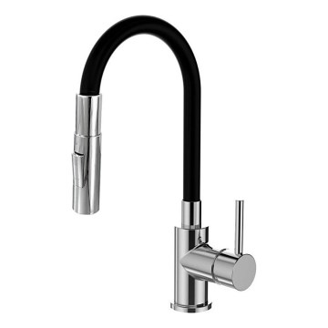 ALVEUS KI112111 - Sink tap with flexible arm and sprayer BEA 47 cm shiny chrome/black
