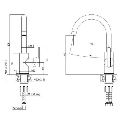 ALVEUS SET0026 - LINE kitchen sink 79 x 50 cm + TONIA 29.5 cm sink faucet, satin/polished chrome