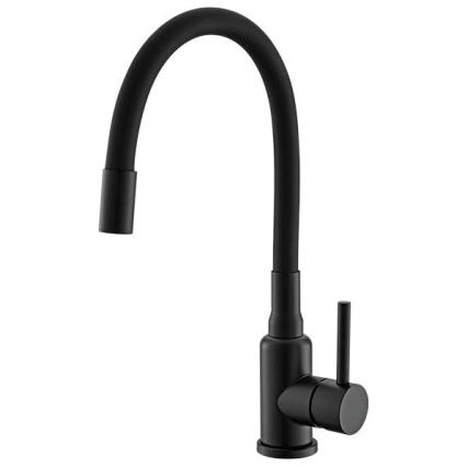 ALVEUS SETA23193 - ATROX 50x50 cm kitchen sink + MINTAS 34 cm sink mixer with flexible spout, granite/matte black
