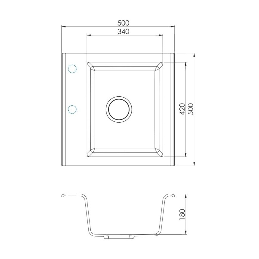 ALVEUS SETA23193 - ATROX 50x50 cm kitchen sink + MINTAS 34 cm sink mixer with flexible spout, granite/matte black
