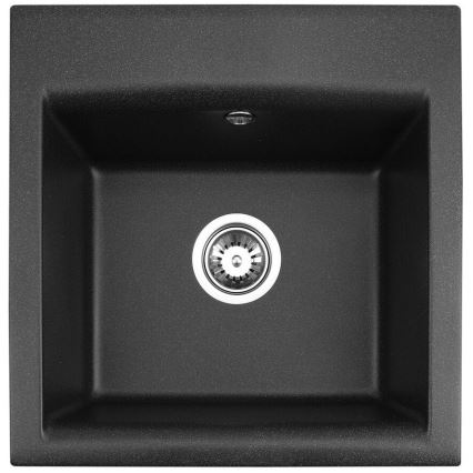ALVEUS SETA23193 - Kitchen Sink ATROX 50x50 cm + Sink Tap with Flexible Arm MINTAS 34 cm granite/matt black