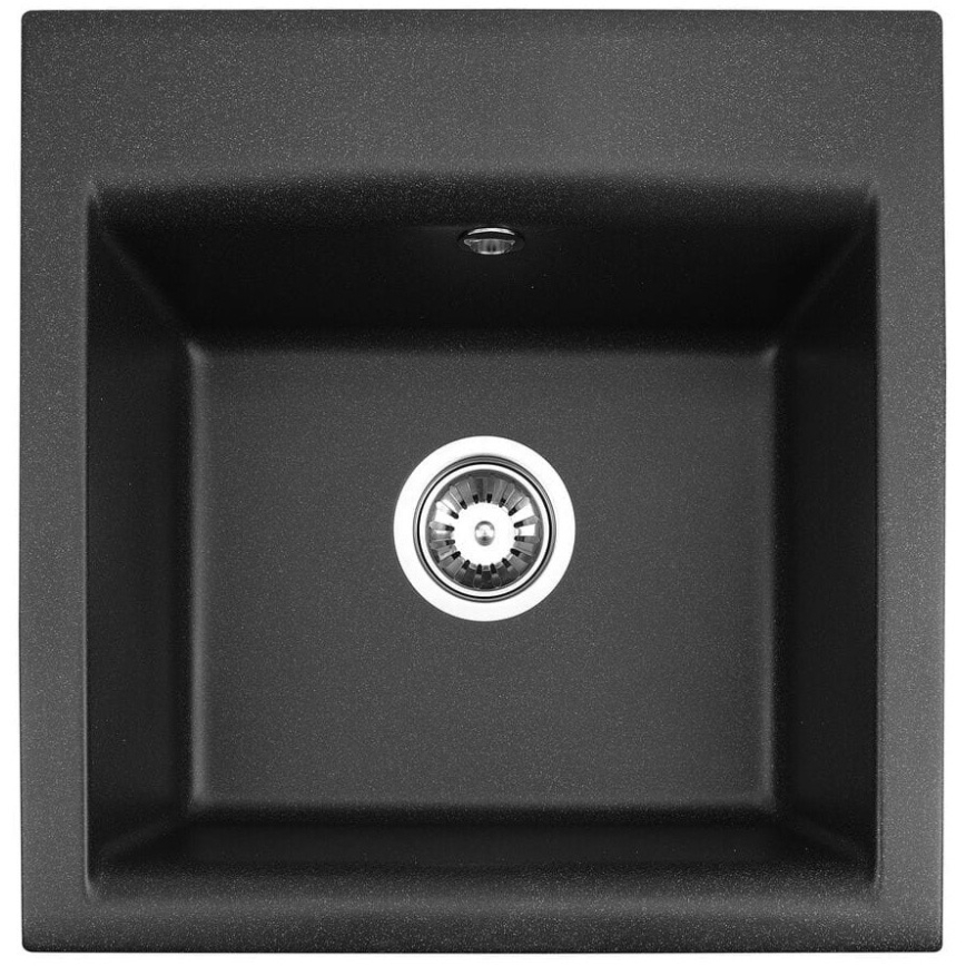 ALVEUS SETA23193 - Kitchen Sink ATROX 50x50 cm + Sink Tap with Flexible Arm MINTAS 34 cm granite/matt black