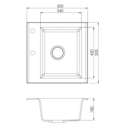 ALVEUS SETA23193 - Kitchen Sink ATROX 50x50 cm + Sink Tap with Flexible Arm MINTAS 34 cm granite/matt black