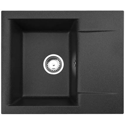 ALVEUS SETA23197 - CADIT Kitchen Sink 59x50 cm + MINTAS 34 cm Sink Mixer with Flexible Spout, Granite/Matte Black