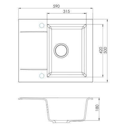 ALVEUS SETA23197 - Kitchen sink CADIT 59x50 cm + faucet with flexible spout MINTAS 34 cm granite/matte black
