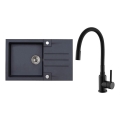 ALVEUS SETA23201 - kitchen sink ROCK 78x48 cm + sink mixer with flexible spout MINTAS 34 cm granite/matte black