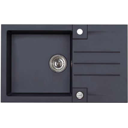 ALVEUS SETA23201 - Kitchen sink ROCK 78x48 cm + faucet with flexible arm MINTAS 34 cm granite/matte black