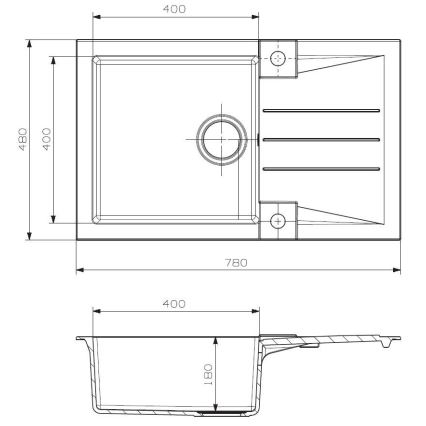 ALVEUS SETA23201 - Kitchen sink ROCK 78x48 cm + faucet with flexible arm MINTAS 34 cm granite/matte black