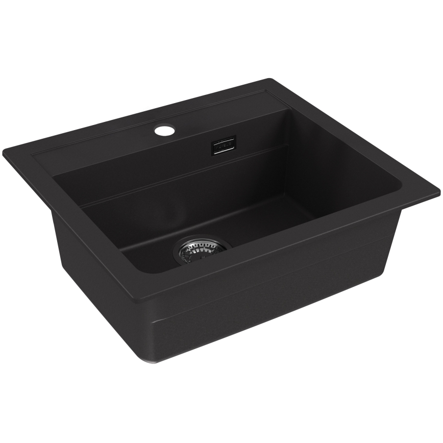 ALVEUS SETA23228 - ATROX kitchen sink 59x50 cm + MINTAS 34 cm sink faucet with flexible spout, granite composite/matte black