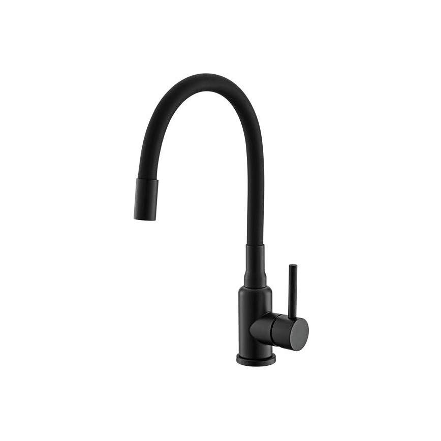 ALVEUS SETA23228 - ATROX kitchen sink 59x50 cm + MINTAS 34 cm sink faucet with flexible spout, granite composite/matte black
