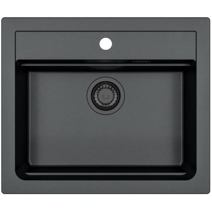 ALVEUS SETA23228 - Kitchen sink ATROX 59x50 cm + kitchen tap with flexible arm MINTAS 34 cm granite/matt black