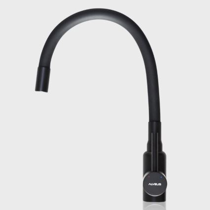 ALVEUS SETA23230 - CADIT kitchen sink 59x50 cm + MINTAS sink mixer with 34 cm flexible spout granite/matte black