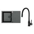 ALVEUS SETA23231 - CADIT 79x50 cm kitchen sink + MINTAS 34 cm sink faucet with flexible spout, granite/matte black