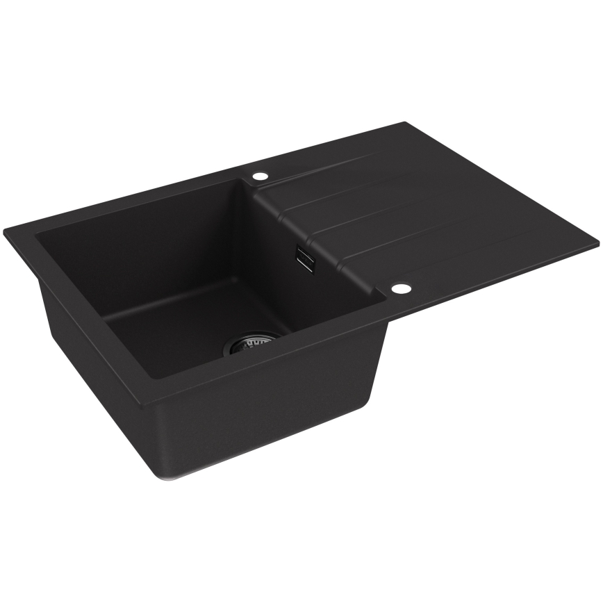 ALVEUS SETA23231 - Kitchen sink CADIT 79x50 cm + faucet with flexible arm MINTAS 34 cm granite/matte black