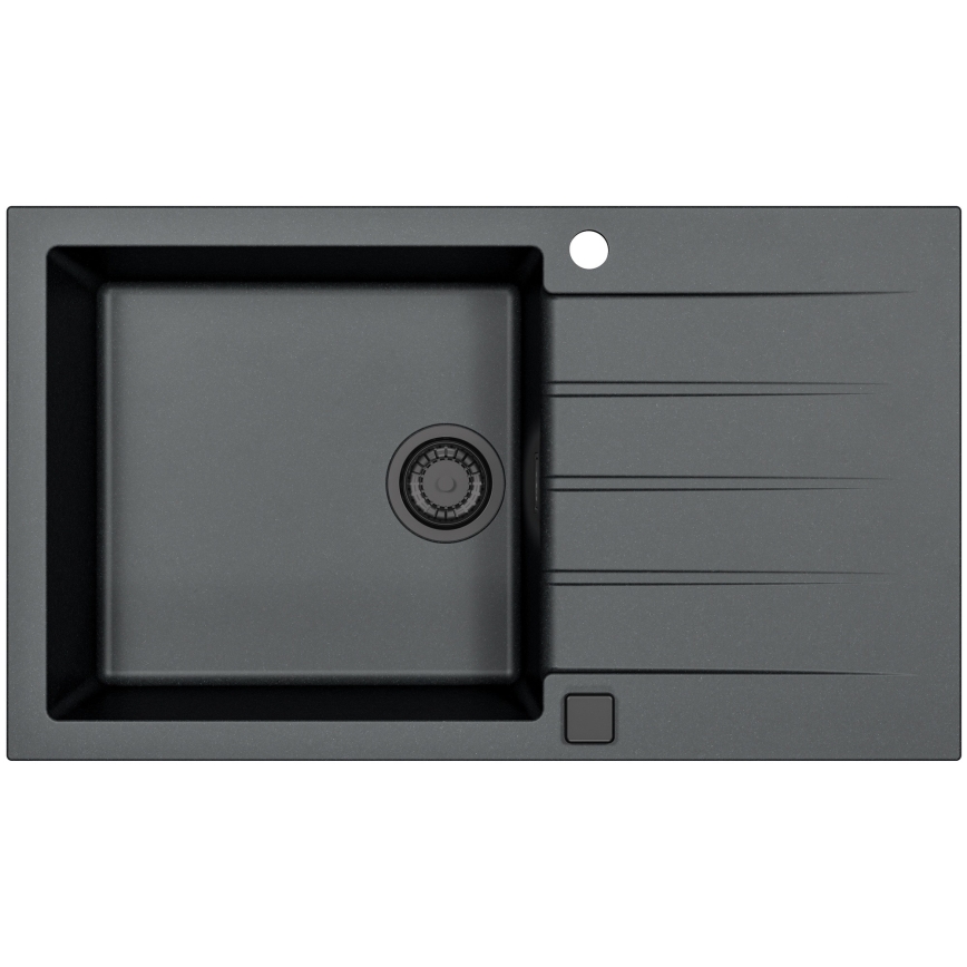 ALVEUS SETA23232 - CADIT 86 x 50 cm kitchen sink + MINTAS 34 cm sink faucet with flexible spout, granite/matte black