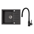 ALVEUS SETA23236 - ROCK kitchen sink 59.5 x 47.5 cm + MINTAS 34 cm sink faucet with flexible spout, granite/matte black